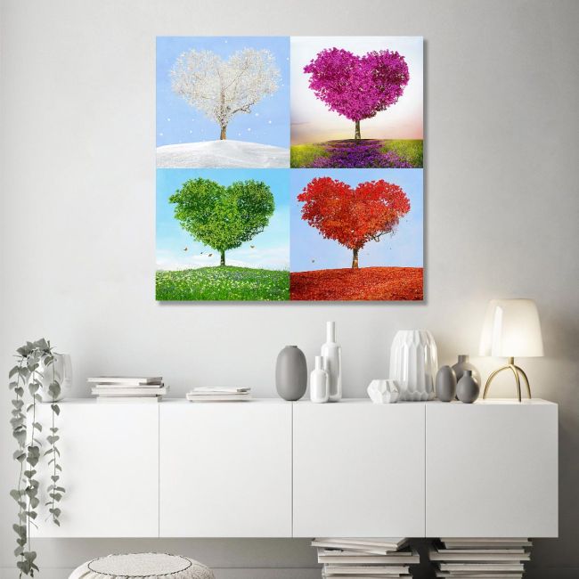 Canvas print Tree of love four seasons