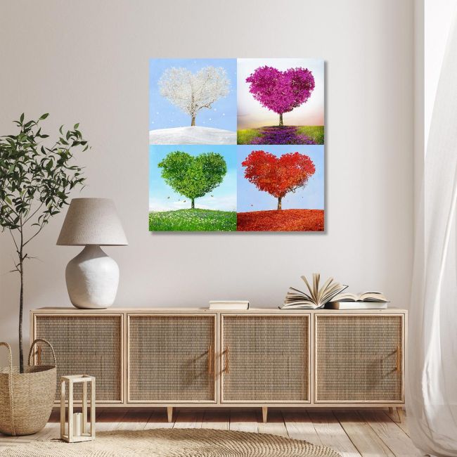 Πίνακας σε καμβά Τέσσερις εποχές, Tree of love four seasons