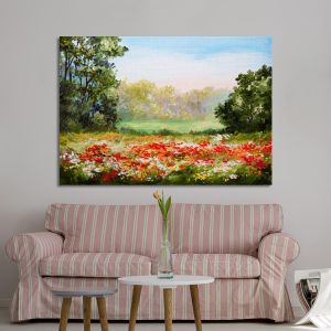 Πίνακας σε καμβά Παπαρούνες, Poppy field