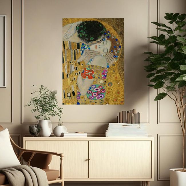 Canvas print The kiss, close up, Klimt Gustav