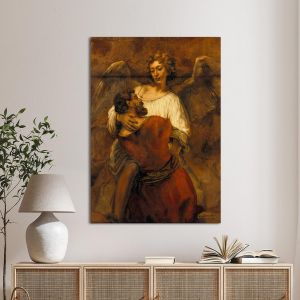 Canvas print Jakobs fight with an angel, Rembrandt