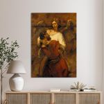 Canvas print Jakobs fight with an angel, Rembrandt