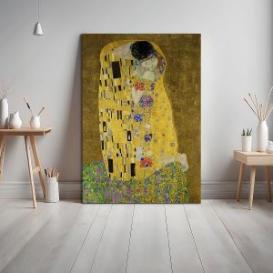 Canvas print The kiss (portrait), Klimt Gustav