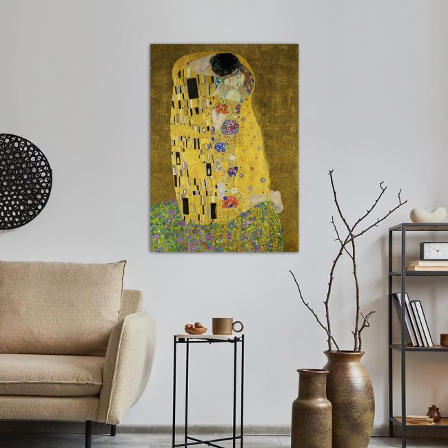 Canvas print The kiss (portrait), Klimt Gustav