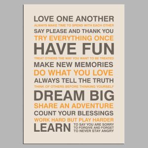 Canvas print Love one another, house rules