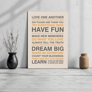 Canvas print Love one another, house rules 2