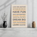 Canvas print Love one another, house rules