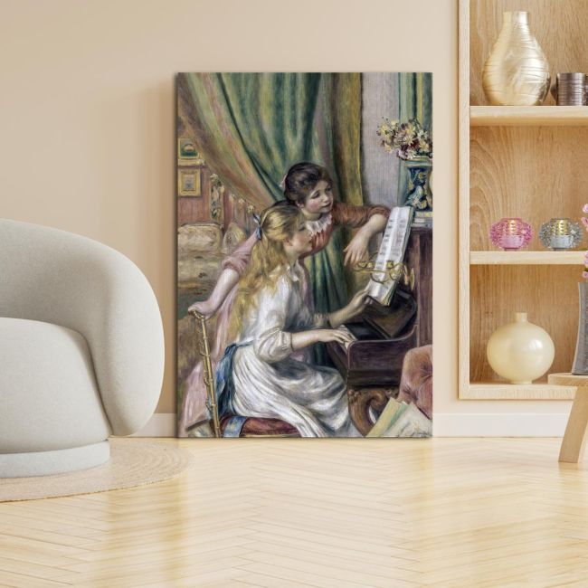 Canvas print Young girls at the piano, Renoir