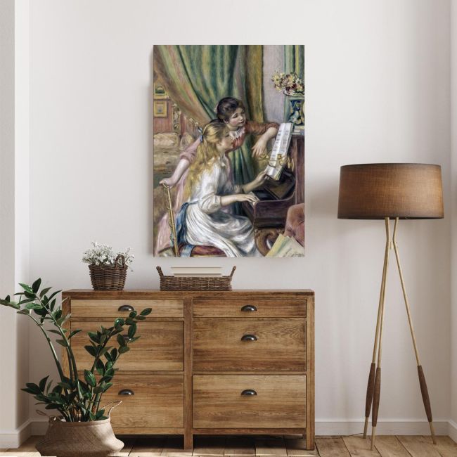 Πίνακας ζωγραφικής Young girls at the piano, Renoir