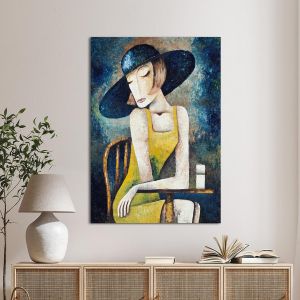 Πίνακας σε καμβά Lady in cafe II