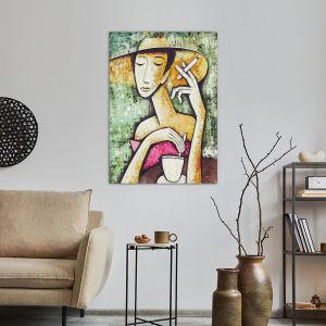 Πίνακας σε καμβά Lady in cafe I 2