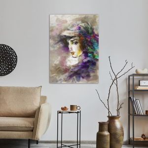 Πίνακας σε καμβά Beautiful woman in a hat 2