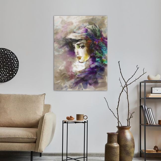 Πίνακας σε καμβά Beautiful woman in a hat