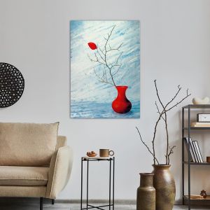 Πίνακας σε καμβά Red leaf 2