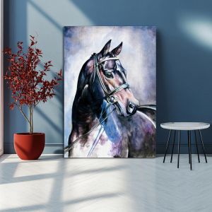 Πίνακας σε καμβά Black horse watercolors