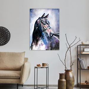 Πίνακας σε καμβά Black horse watercolors 2