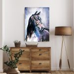 Canvas print Black horse watercolors