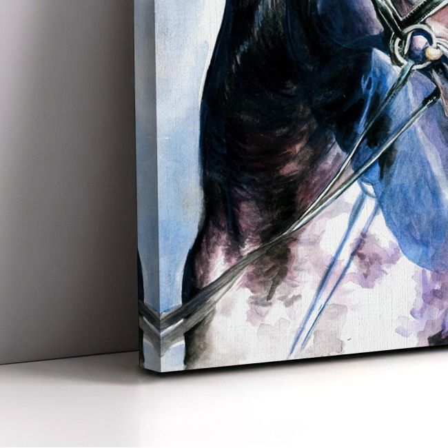 Canvas print Black horse watercolors