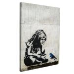 Canvas print Girl with blue bird, street art