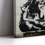Canvas print Girl with blue bird, street art