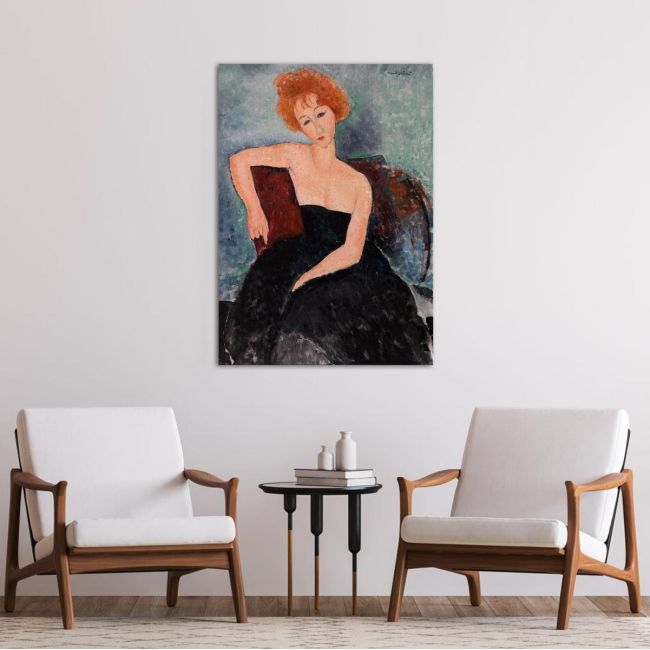 Πίνακας ζωγραφικής Redheaded girl in evening dress, Amedeo Modigliani