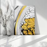 Πίνακας ζωγραφικής Abstract white and yellow