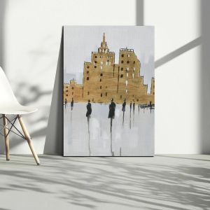 Canvas print Human figures in the brown city I vertical