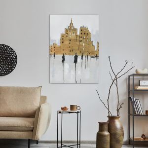 Canvas print Human figures in the brown city I vertical 2