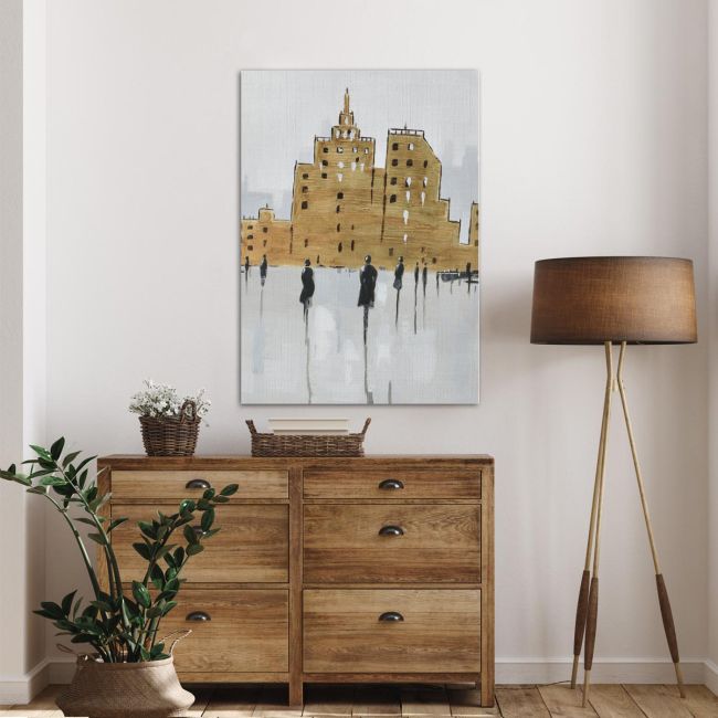 Canvas print Human figures in the brown city I vertical