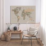 Πίνακας σε καμβά Παγκόσμιος χάρτης (World map) χρωμ. συνδ. IV