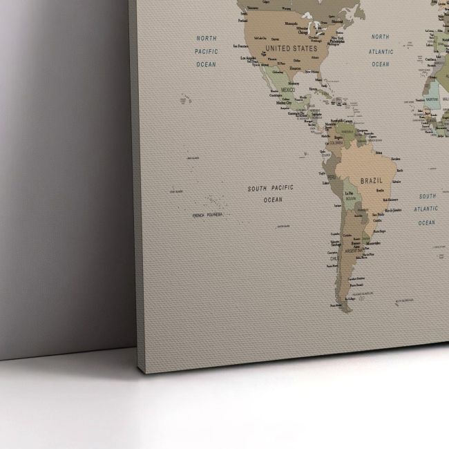 Πίνακας σε καμβά Παγκόσμιος χάρτης (World map) χρωμ. συνδ. IV