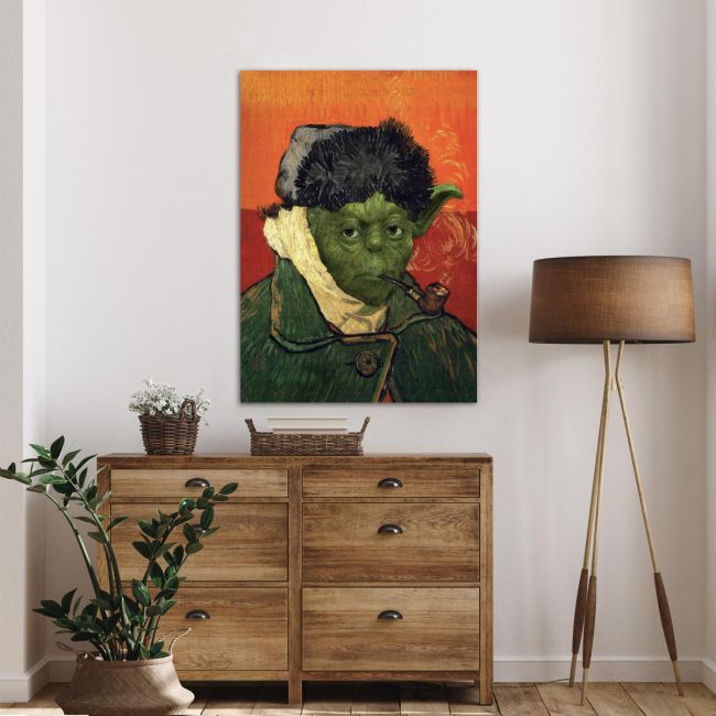 Πίνακας ζωγραφικής Self-portrait with bandaged ear reart, (original Vincent Van Gogh)