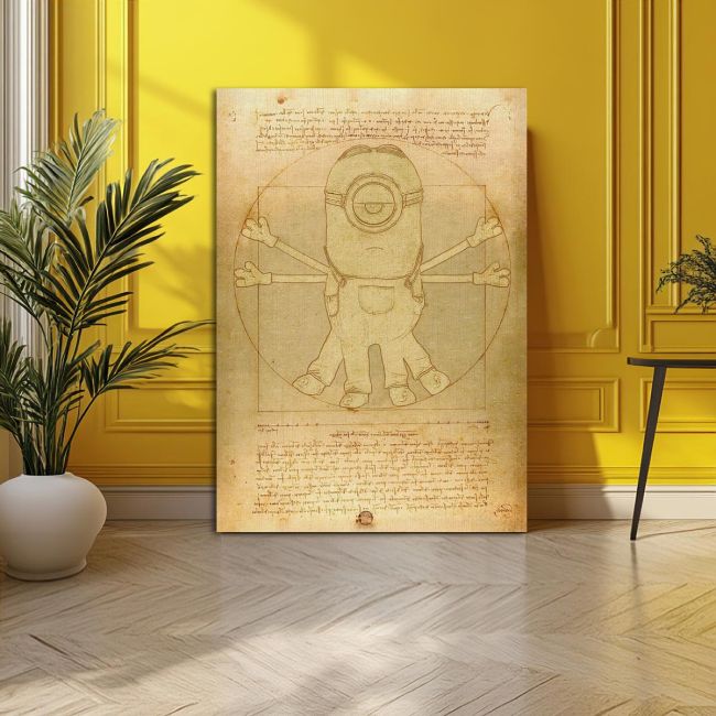 Canvas print The Vitruvian minion reart, (original Leonardo da Vinci)