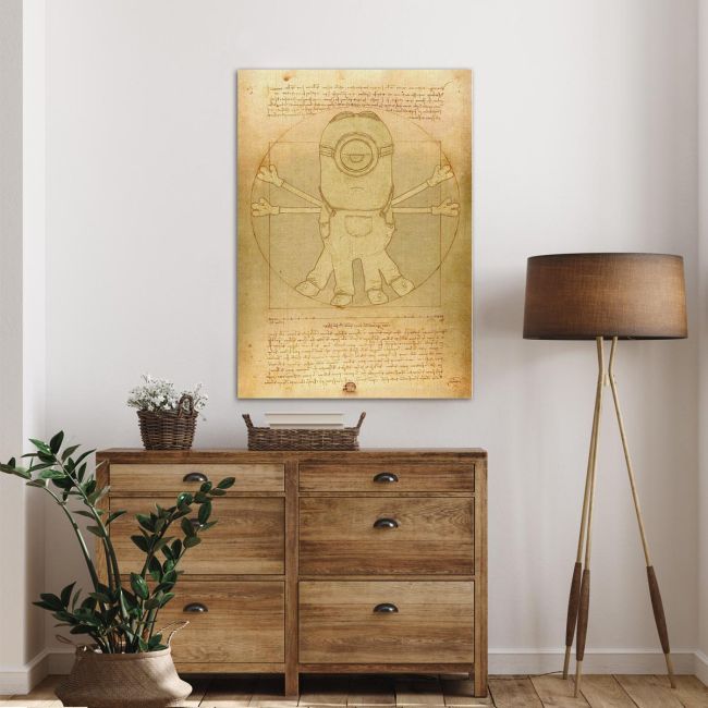 Canvas print The Vitruvian minion reart, (original Leonardo da Vinci)
