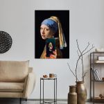 Canvas print The girl with a selfie reart, (original Vermeer J.)