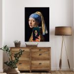 Canvas print The girl with a selfie reart, (original Vermeer J.)