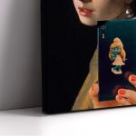 Canvas print The girl with a selfie reart, (original Vermeer J.)