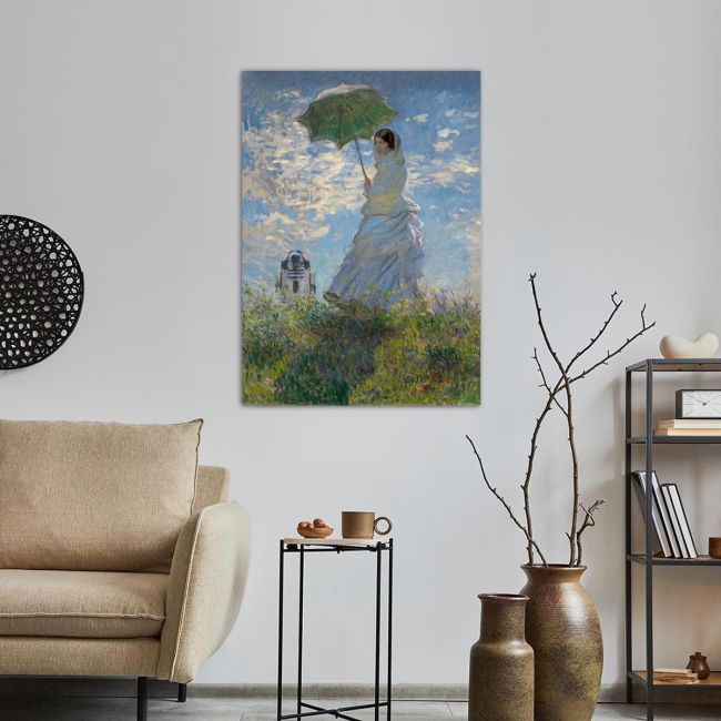 Canvas print Princess with a parasol reart, (original Monet C)