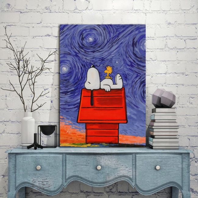 Πίνακας σε καμβά Van Gogh meets Snoopy I