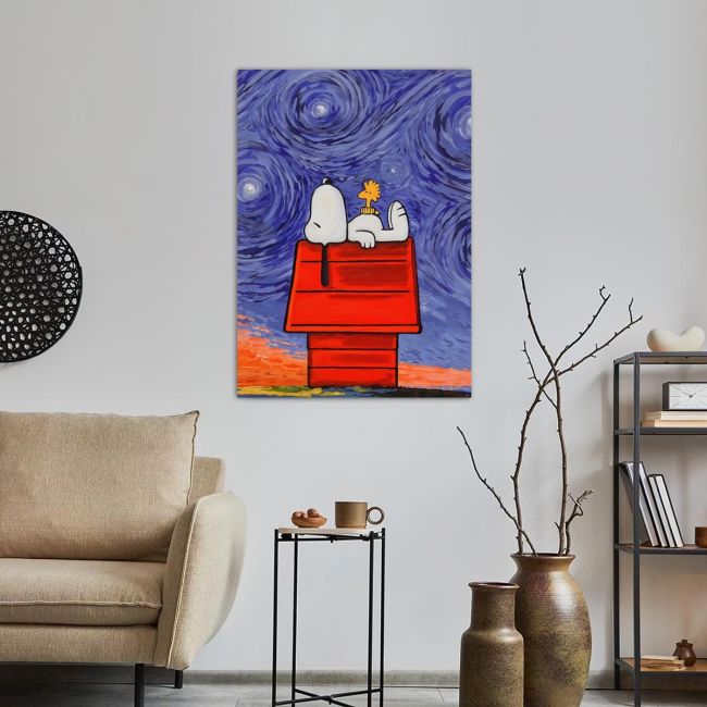 Πίνακας σε καμβά Van Gogh meets Snoopy I