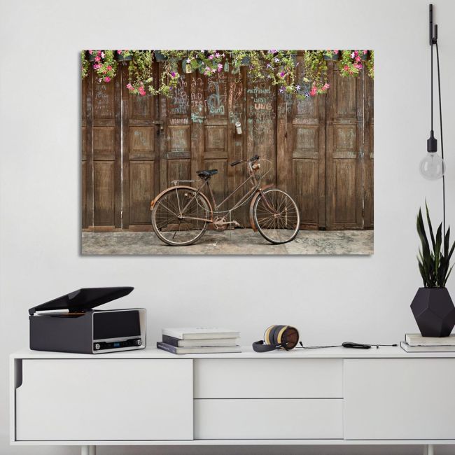 Canvas print Old style rusty brown bicycle