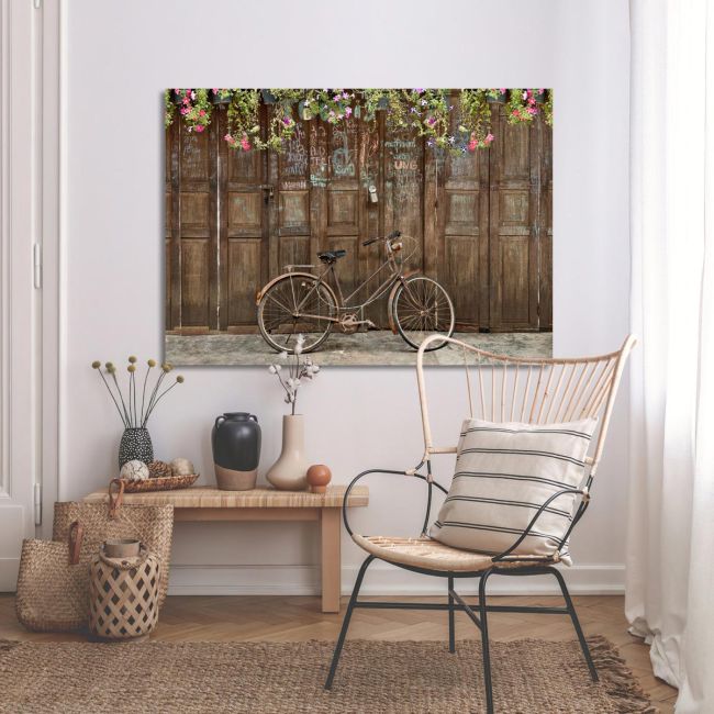 Canvas print Old style rusty brown bicycle