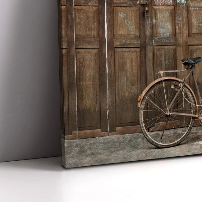 Canvas print Old style rusty brown bicycle