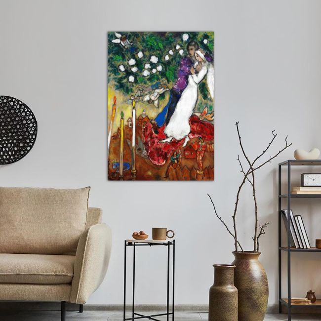 Canvas print The three candles, reart (original Chagall M)