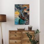 Πίνακας σε καμβά βάρκα και αντανάκλαση, Painted boat