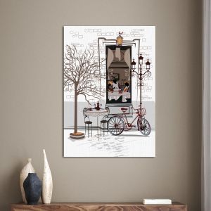 Πίνακας σε καμβά Cafe and bicycle