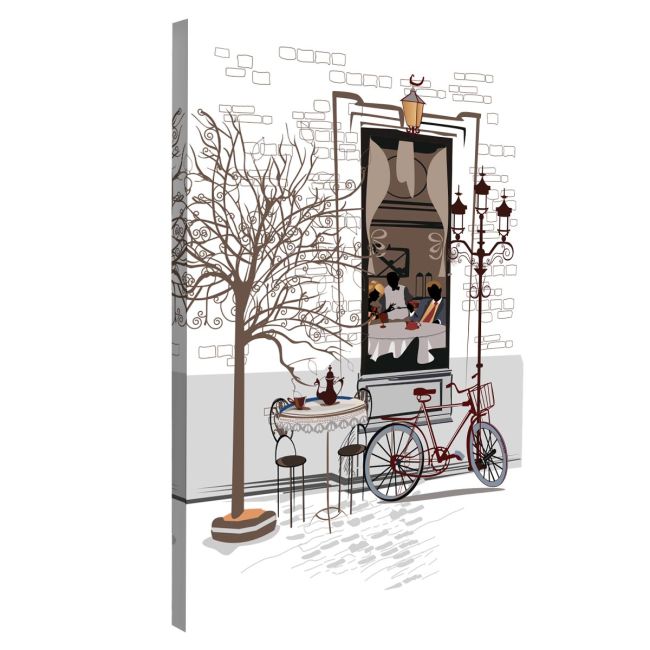 Πίνακας σε καμβά Cafe and bicycle