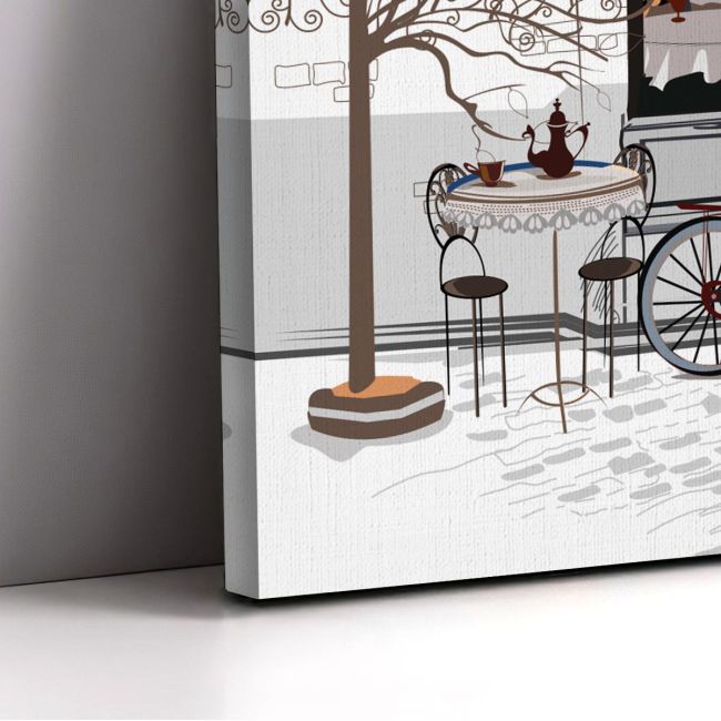 Πίνακας σε καμβά Cafe and bicycle