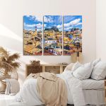 Canvas print city Corfu,3 panels