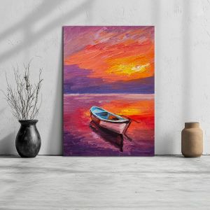 Πίνακας σε καμβά ψαρόβαρκα, Boat on the sea